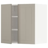 Szafka kuchenna METOD w kolorze beżowym z dwojgiem drzwi, jedną regulowaną półką i konstrukcją z płyty wiórowej.