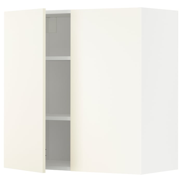METOD Настінна шафка з полицями/2 дверцят, білий/Vallstena білий, 80x80 см