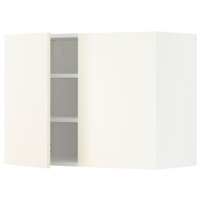 METOD Настінна шафка з полицями/2 дверцят, білий/Vallstena білий, 80x60 см