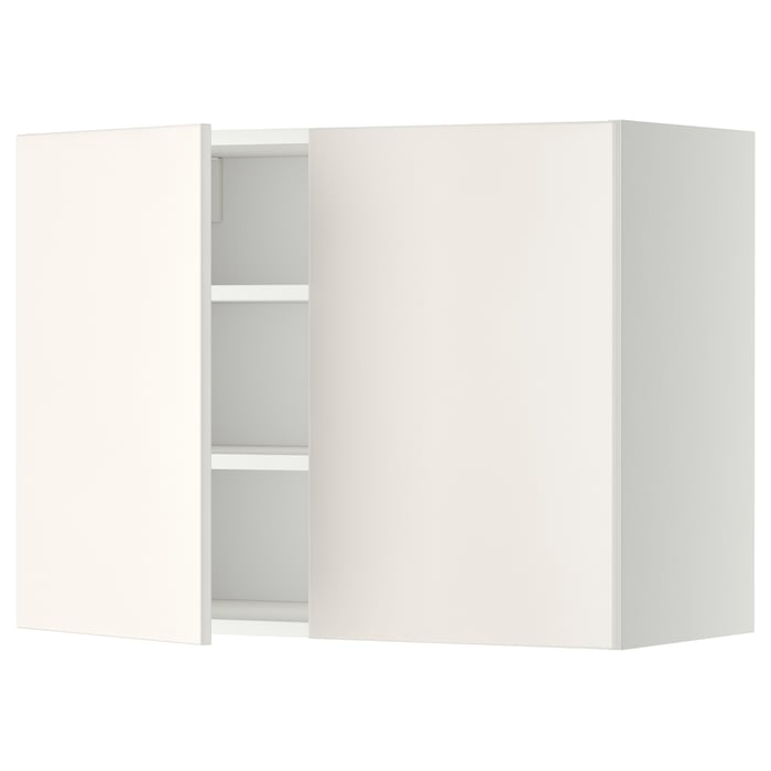 METOD Настінна шафка з полицями/2 дверцят, білий/Veddinge білий, 80x60 см