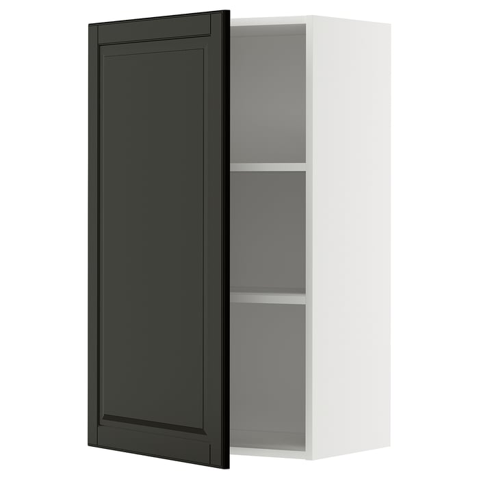 METOD Настінна шафка з полицями, білий/Bodbyn чорний, 60x100 см