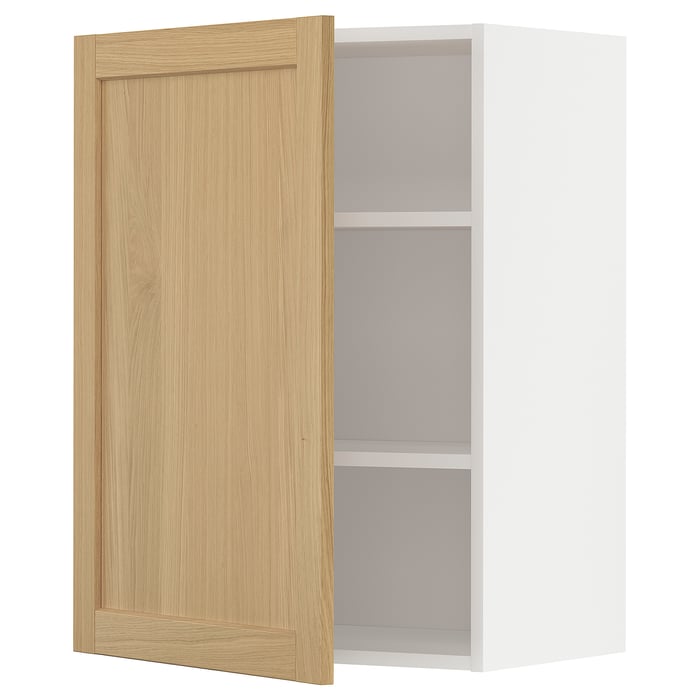 METOD Настінна шафка з полицями, білий/Forsbacka дуб, 60x80 см