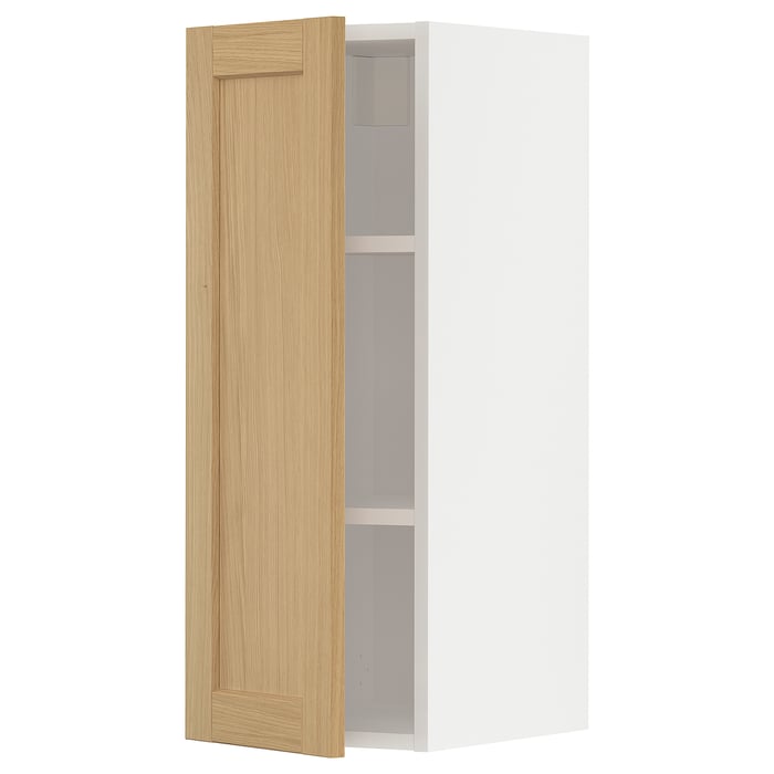 METOD Настінна шафка з полицями, білий/Forsbacka дуб, 30x80 см