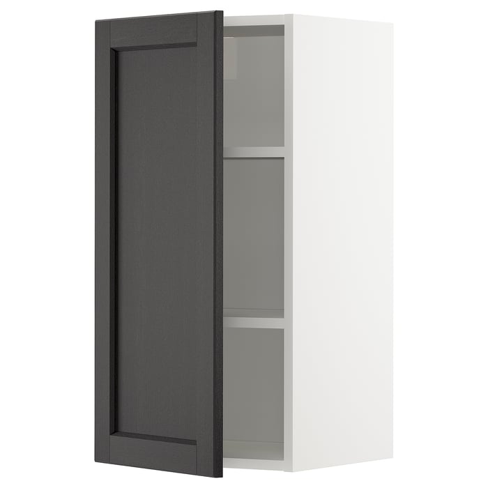 METOD Настінна шафка з полицями, білий/Lerhyttan чорна морилка, 40x80 см