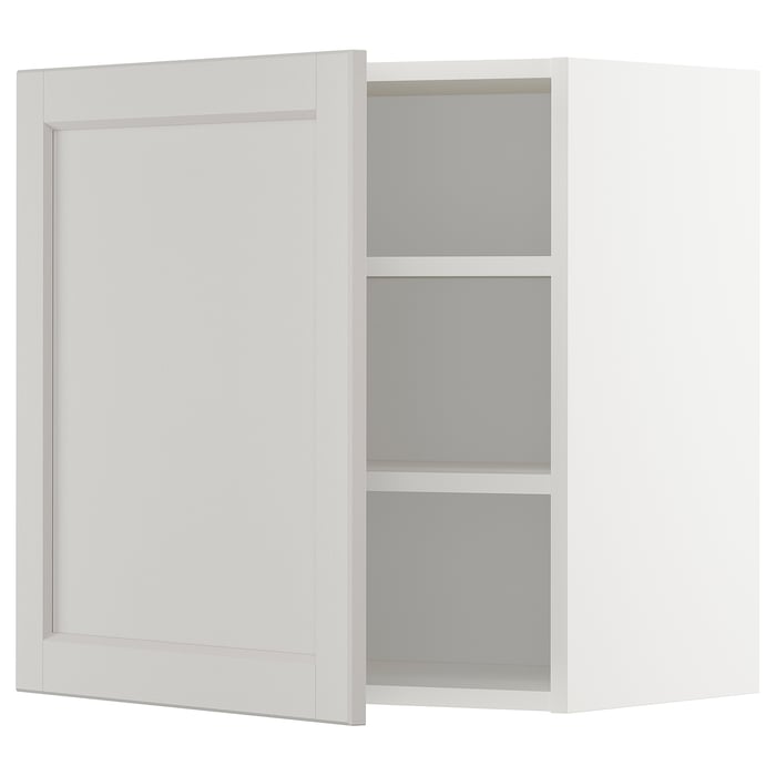 METOD Настінна шафка з полицями, білий/Lerhyttan світло-сірий, 60x60 см