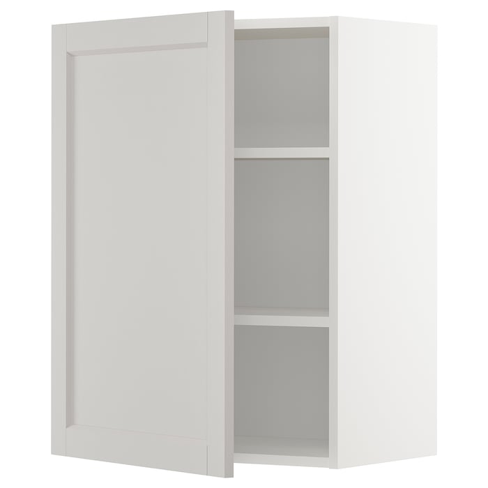 METOD Настінна шафка з полицями, білий/Lerhyttan світло-сірий, 60x80 см