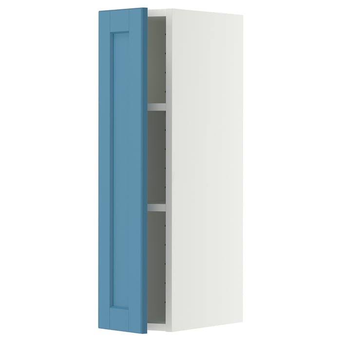 METOD Настінна шафка з полицями, білий/Lerhyttan синій, 20x80 см