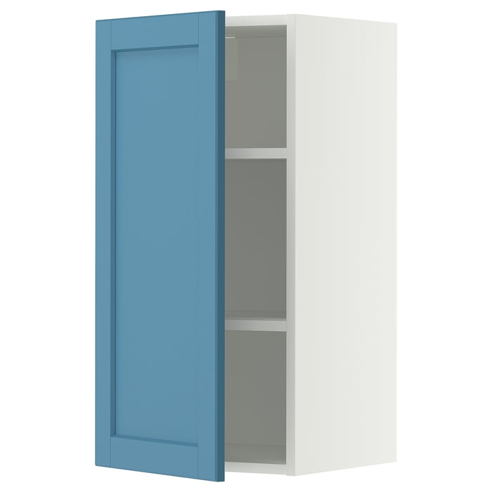 METOD Настінна шафка з полицями, білий/Lerhyttan синій, 40x80 см