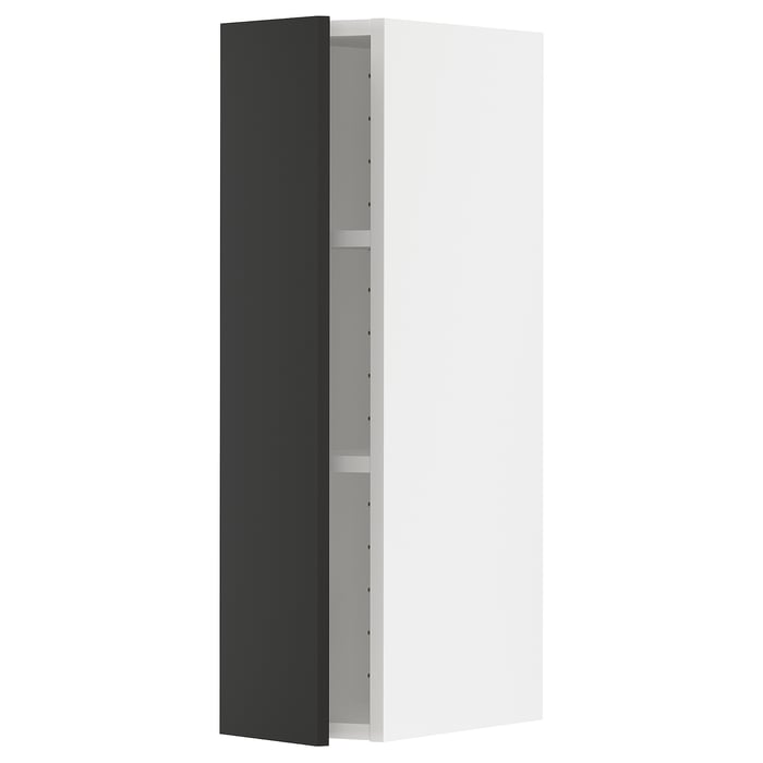 METOD Настінна шафка з полицями, білий/Nickebo матовий антрацит, 20x80 см