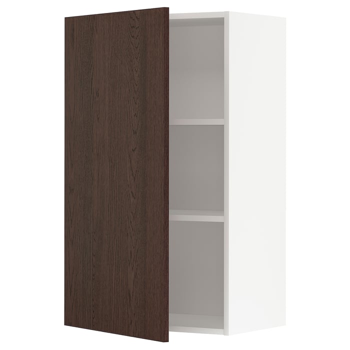 METOD Настінна шафка з полицями, білий/Sinarp коричневий, 60x100 см