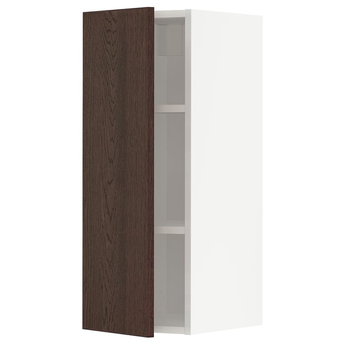 METOD Настінна шафка з полицями, білий/Sinarp коричневий, 30x80 см