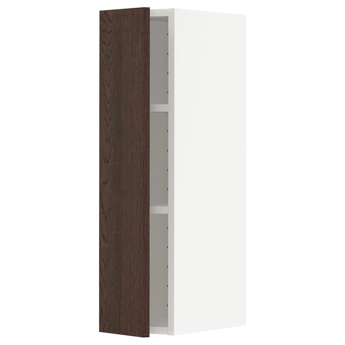 METOD Настінна шафка з полицями, білий/Sinarp коричневий, 20x80 см