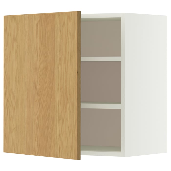 METOD Настінна шафка з полицями, білий/Sinarp дубовий шпон, 60x60 см