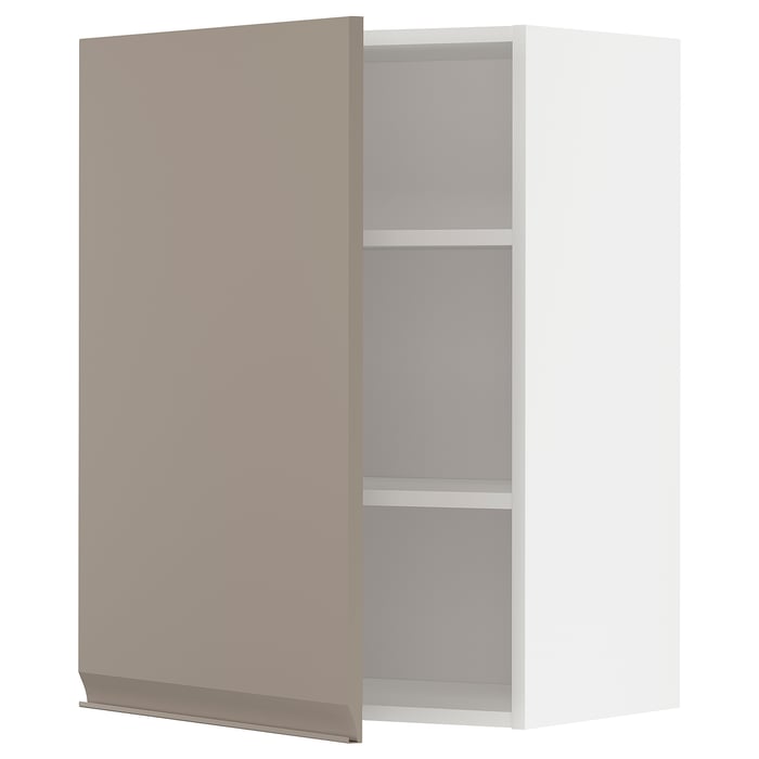 METOD Настінна шафка з полицями, білий/Upplöv матовий темно-бежевий, 60x80 см
