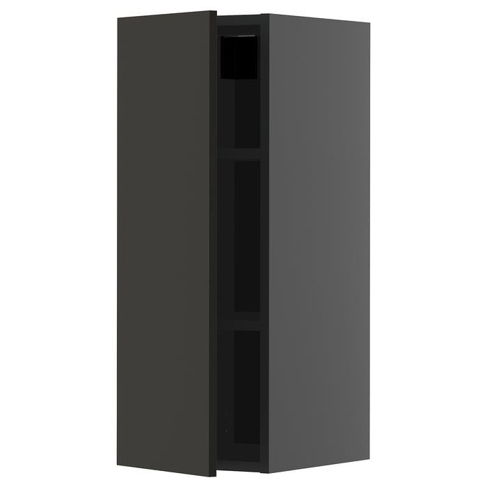 METOD Настінна шафка з полицями, чорно-сірий/Nickebo матовий антрацит, 30x80 см
