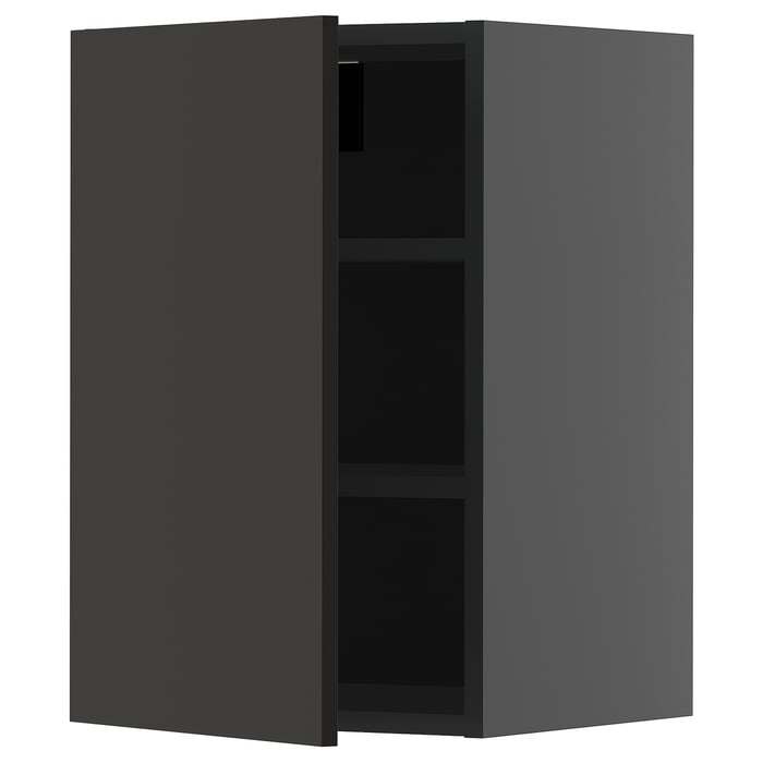 METOD Настінна шафка з полицями, чорно-сірий/Nickebo матовий антрацит, 40x60 см