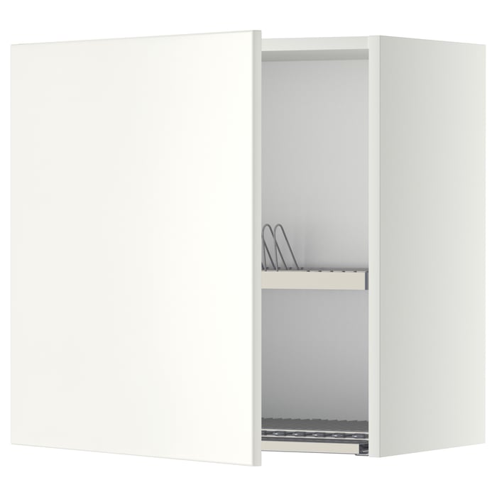 METOD Настінна шафка із сушаркою для посуду, білий/Veddinge білий, 60x60 см