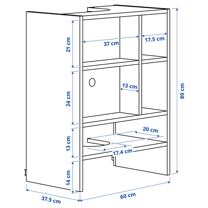 METOD Навісна шафа для вбудованої витяжки, білий, 60x37x80 см, фото 2