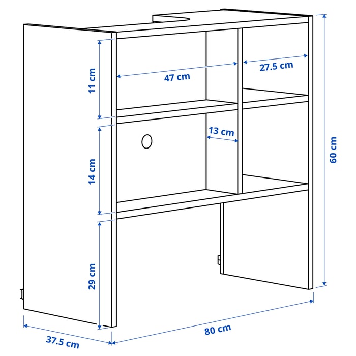 METOD Навісна шафа для вбудованої витяжки, білий, 80x37x60 см, фото 3