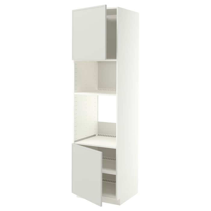 METOD Висока шафа для вбудованої техніки, білий/Aspudden світло-сірий, 60x60x220 см