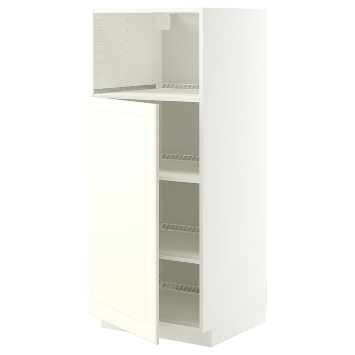 METOD Висока шафа для вбудованої техніки, білий/Bodbyn кремовий, 60x60x140 см