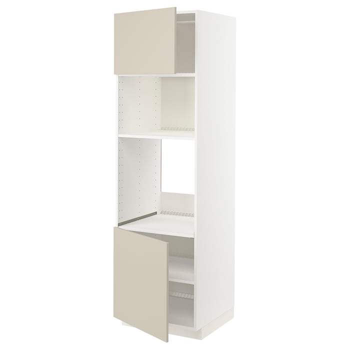 METOD Висока шафа для вбудованої техніки, білий/Havstorp бежевий, 60x60x200 см