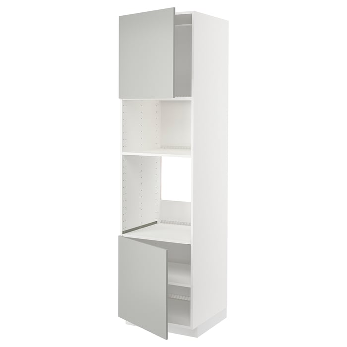 METOD Висока шафа для вбудованої техніки, білий/Havstorp світло-сірий, 60x60x220 см