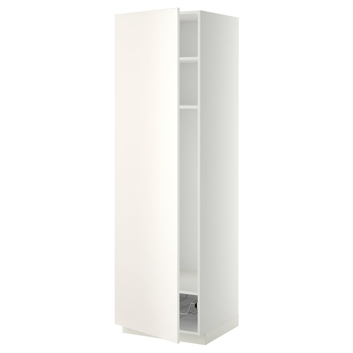 METOD Висока шафа, полиці/дротяний кошик, білий/Veddinge білий, 60x60x200 см