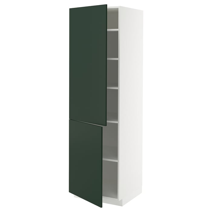 METOD Висока шафка з полицями/2 дверцят, білий/Havstorp глибокий зелений, 60x60x200 см