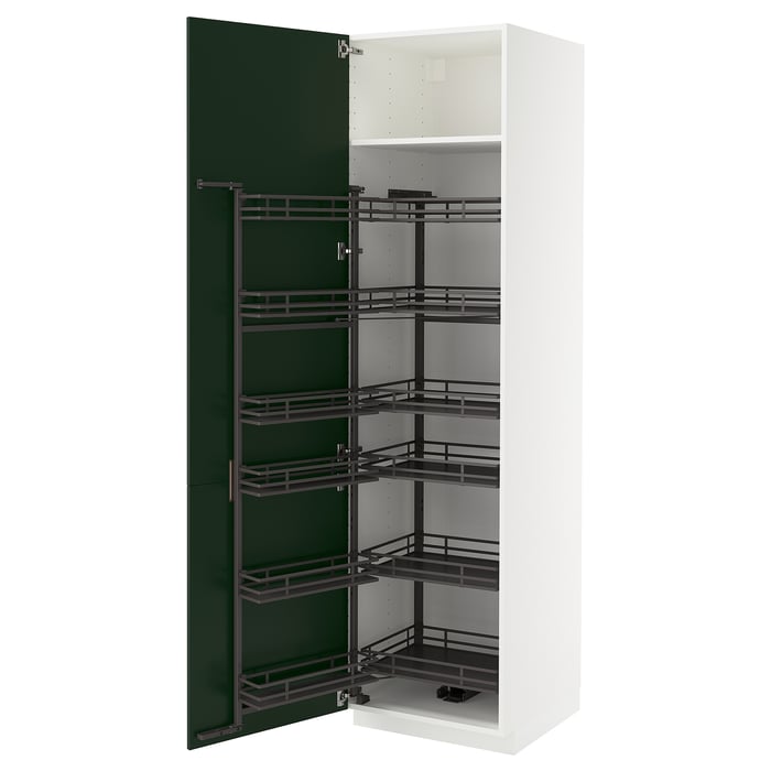 METOD Висока шафка з висувною коморою, білий/Havstorp глибокий зелений, 60x60x220 см