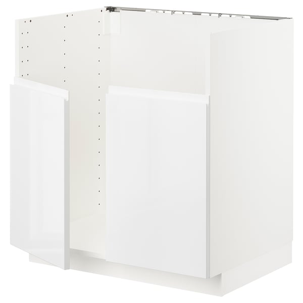 Biała szafka kuchenna METOD, elegancki design, nowoczesny styl, fronty na wysoki połysk, prostokątna szafka dolna.