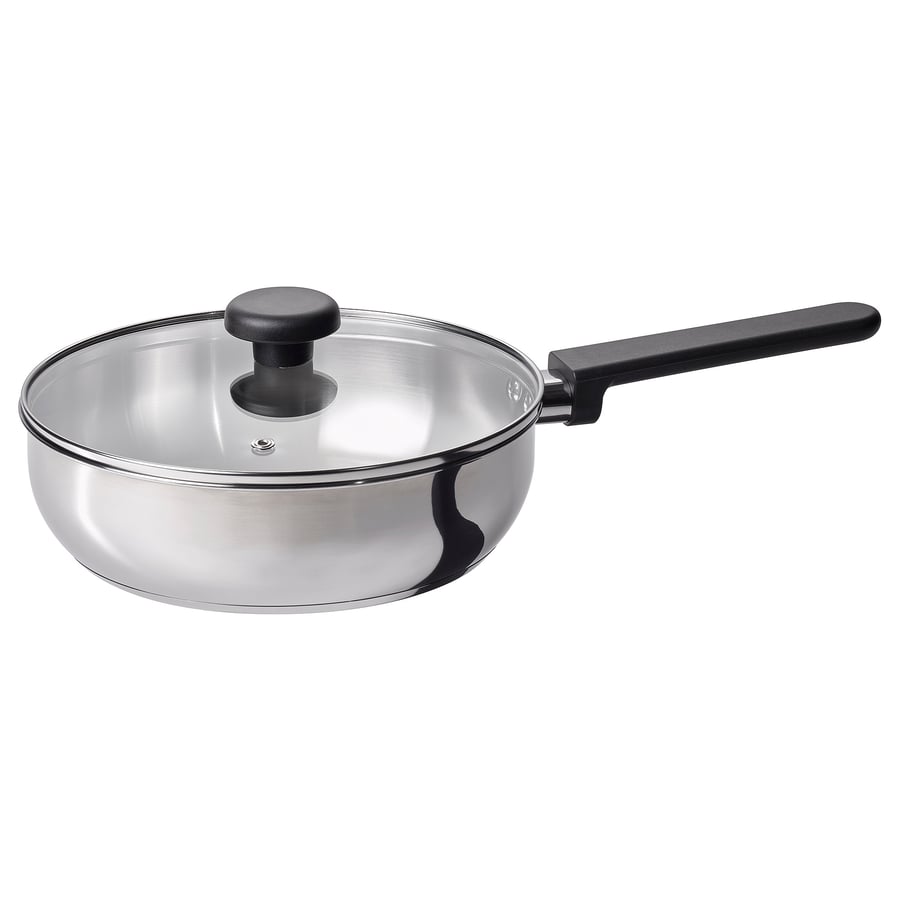 MIDDAGSMAT  dziļā panna ar vāku, 24 cm, stikls/nerūsējošais tērauds  