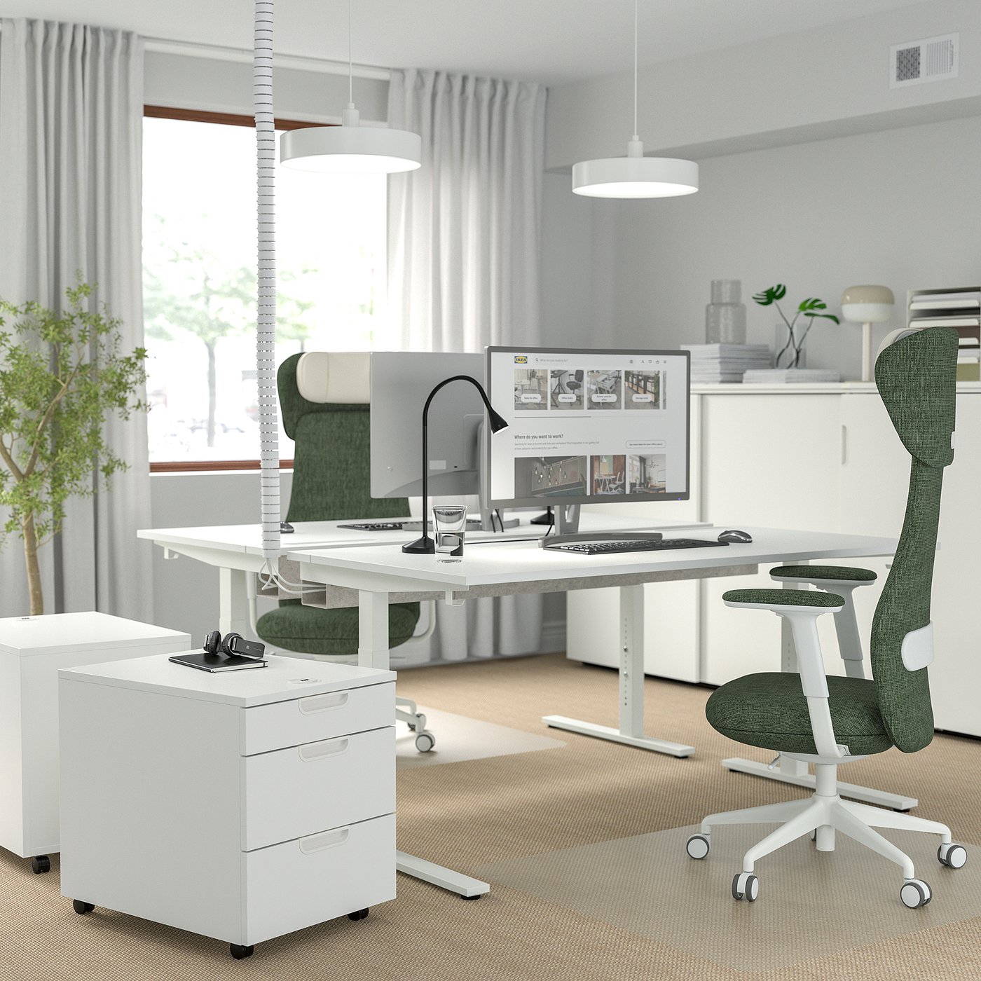 Письмовий стіл IKEA MITTZON, білий, 160 × 80 см — фото 4