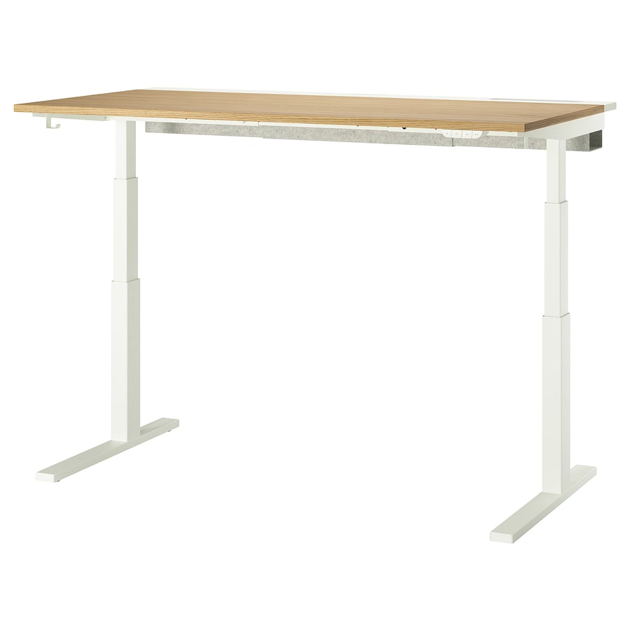 MITTZON regulējams rakstāmgalds, elektrisks ozolkoka finieris/baltā krāsā, 160x80 cm