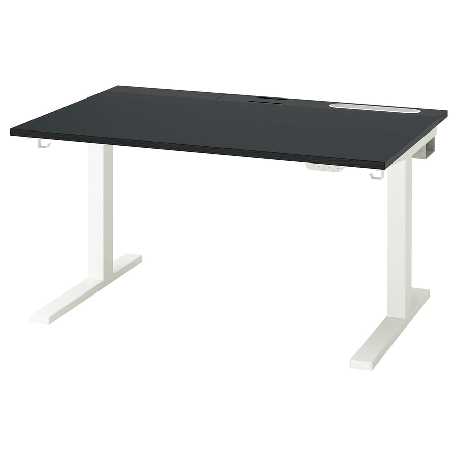 MITTZON regulējams rakstāmgalds, elektrisks melni beicēts oškoka finieris/melnā krāsā baltā krāsā, 120x80 cm