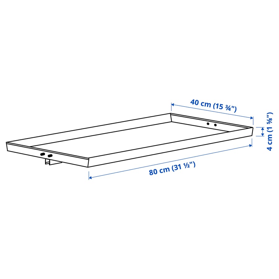 MITTZON riiul ratastega raamile, valge, 80x4 cm MITTZON riiul ratastega raamile, valge, 80x4 cm