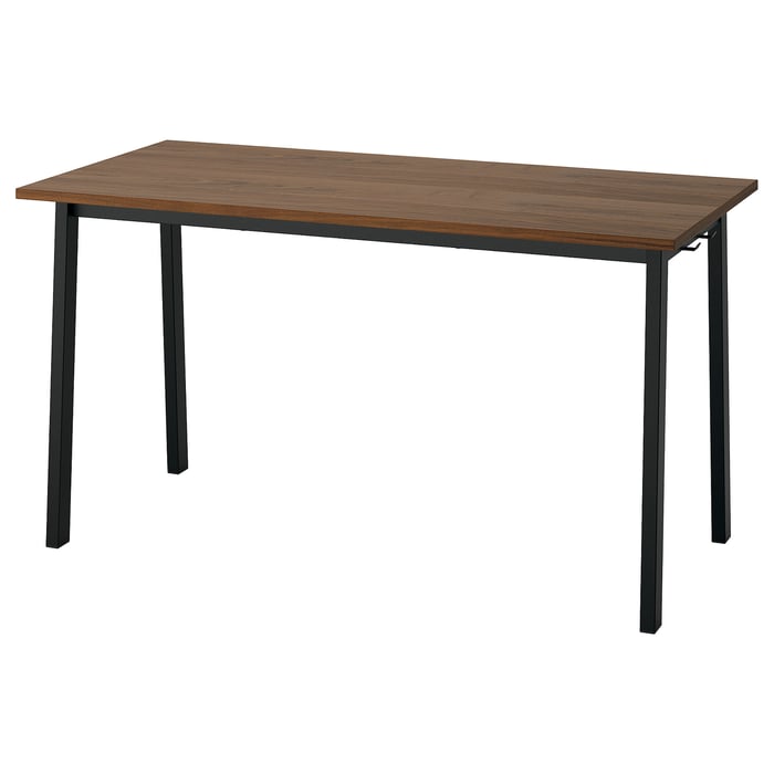 MITTZON Стіл для конференцій, горіховий шпон/чорний, 140x68x75 см