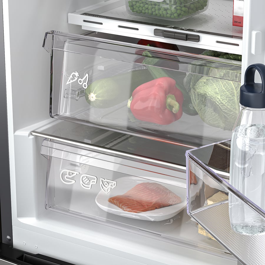MÖLNÅS külmik/sügavkülmik, IKEA 700 eraldiseisev/terasest, 249/106 l