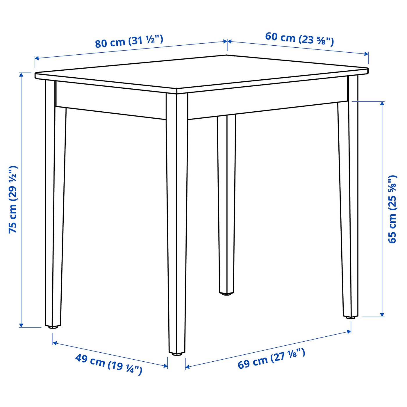 Стіл IKEA NÄSINGE, білий, 80 × 60 см — фото 6