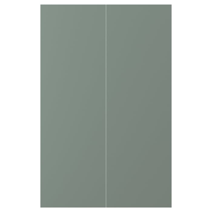 NICKEBO Двері кутової шафки 2 шт., Матовий сіро-зелений, 25x80 см