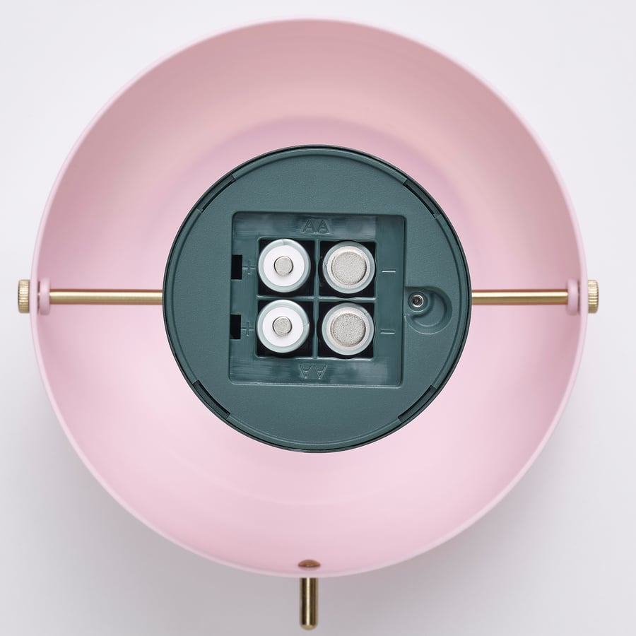 NÖDMAST kaasaskantav LED-lamp, patareitoide, heleroosa/tume hallikasroheline, 26 cm