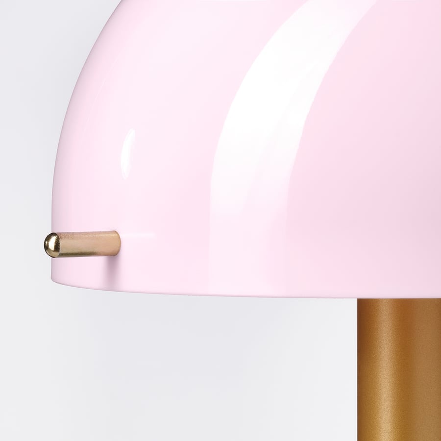 NÖDMAST kaasaskantav LED-lamp, patareitoide, heleroosa/tume hallikasroheline, 26 cm