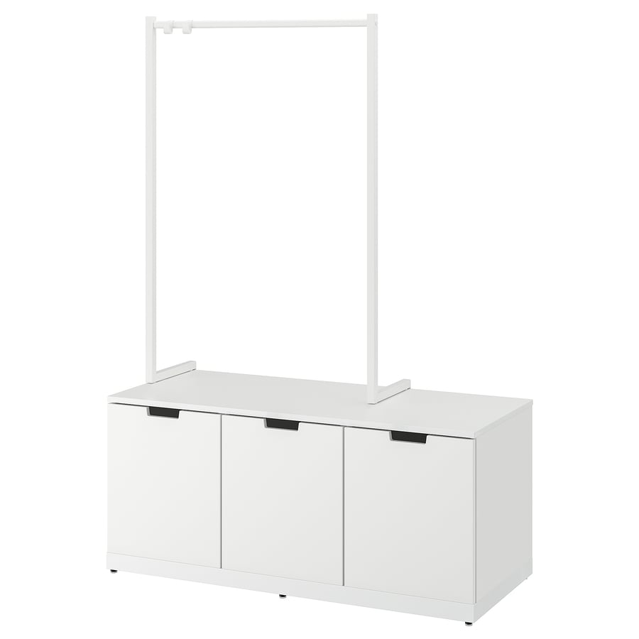 NORDLI kumode ar 3 atvilktnēm  120x47x169 cm baltā krāsā
