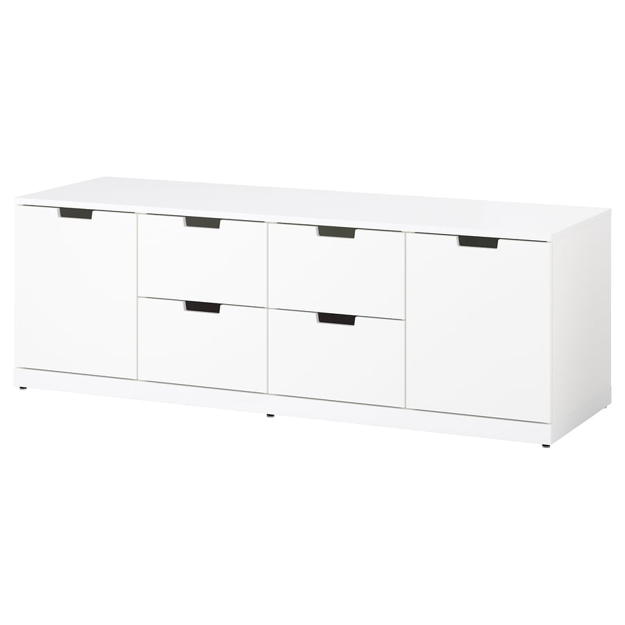 NORDLI kumode ar 6 atvilktnēm  160x47x54 cm baltā krāsā