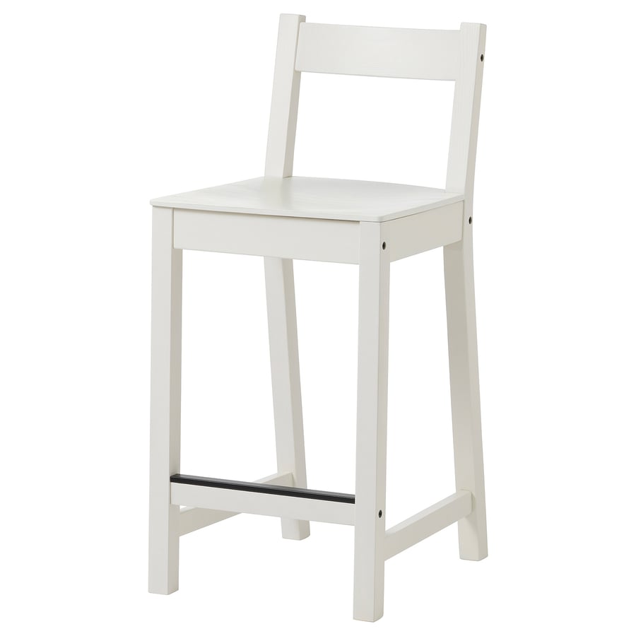 NORDVIKEN bāra krēsls ar atzveltni, 62 cm, baltā krāsā