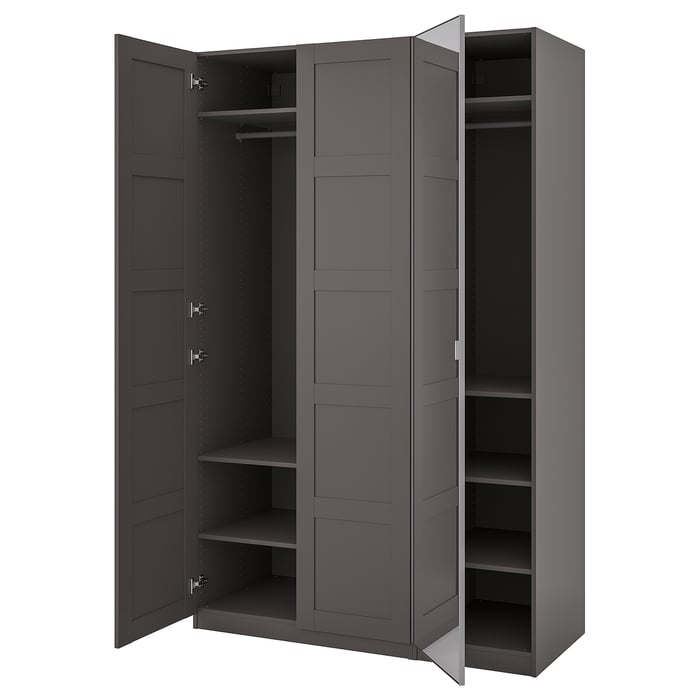 PAX / BERGSBO/ÅHEIM Комбінація шафи, темно-сірий темно-сірий/дзеркало, 150x60x236 см