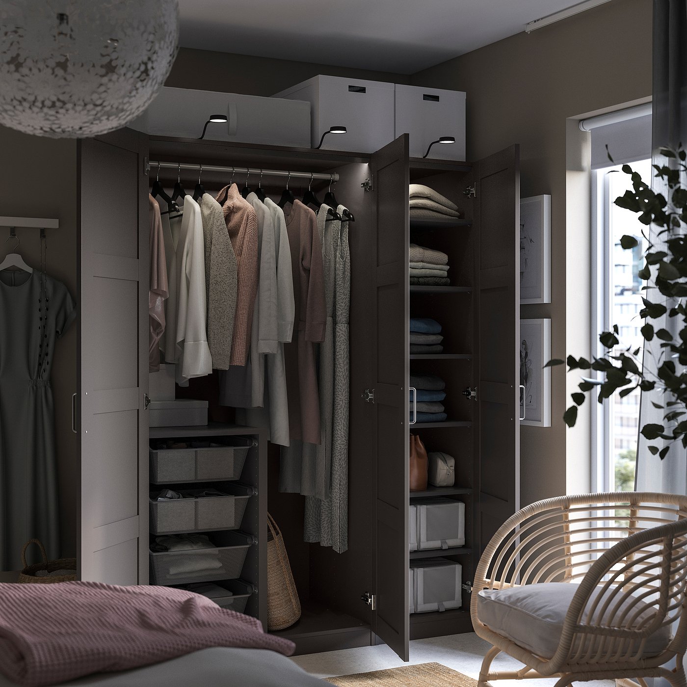Шафа IKEA PAX / BERGSBO, темно-сірий / темно-сірий, 150 × 60 × 201 см — фото 3