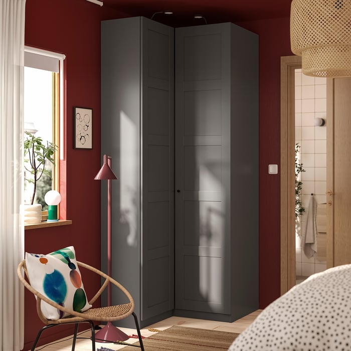 PAX / BERGSBO Кутова шафа, темно-сірий/темно-сірий 111, 88x236 см, фото 3