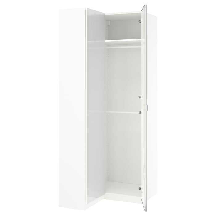PAX / FARDAL/ÅHEIM Шафа кутова, глянець білий/дзеркало 110, 88x236 см