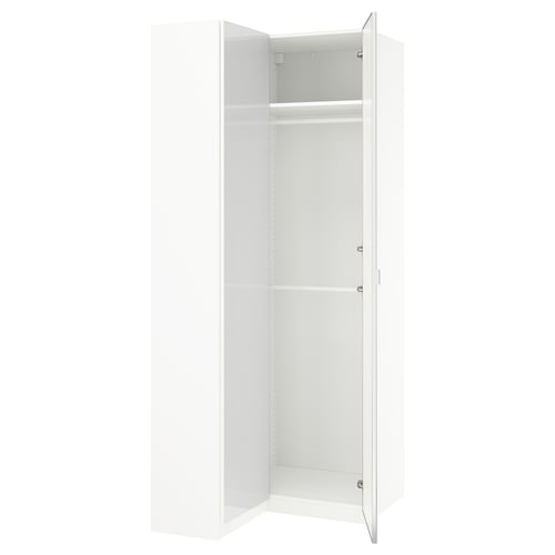 PAX / FARDAL/ÅHEIM Шафа кутова - глянець білий/дзеркало 110/88x236 см